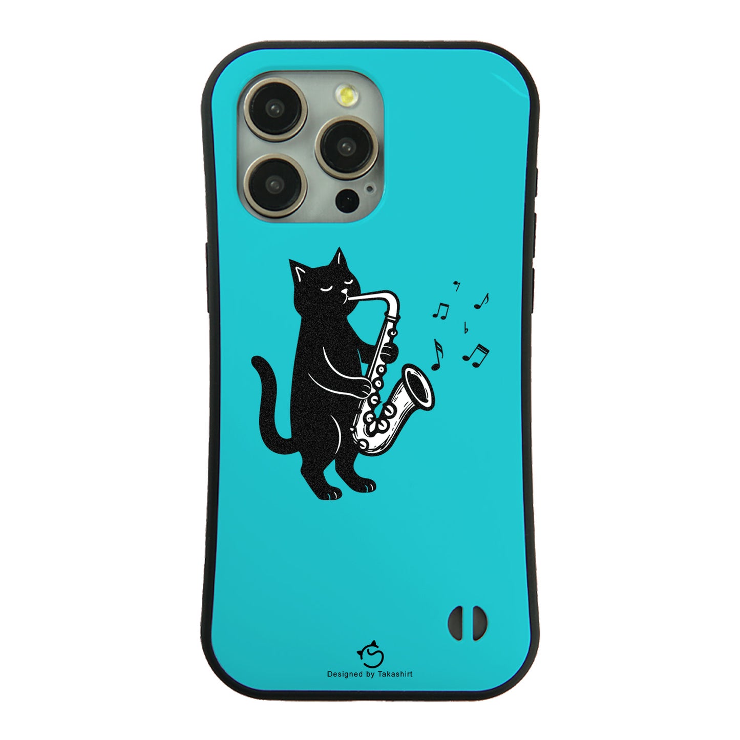 ケース ねこ 猫イラストサックスを吹く スマホ ケース iPhone8, SE2, SE3 ~ ケースiPhone17シリーズ