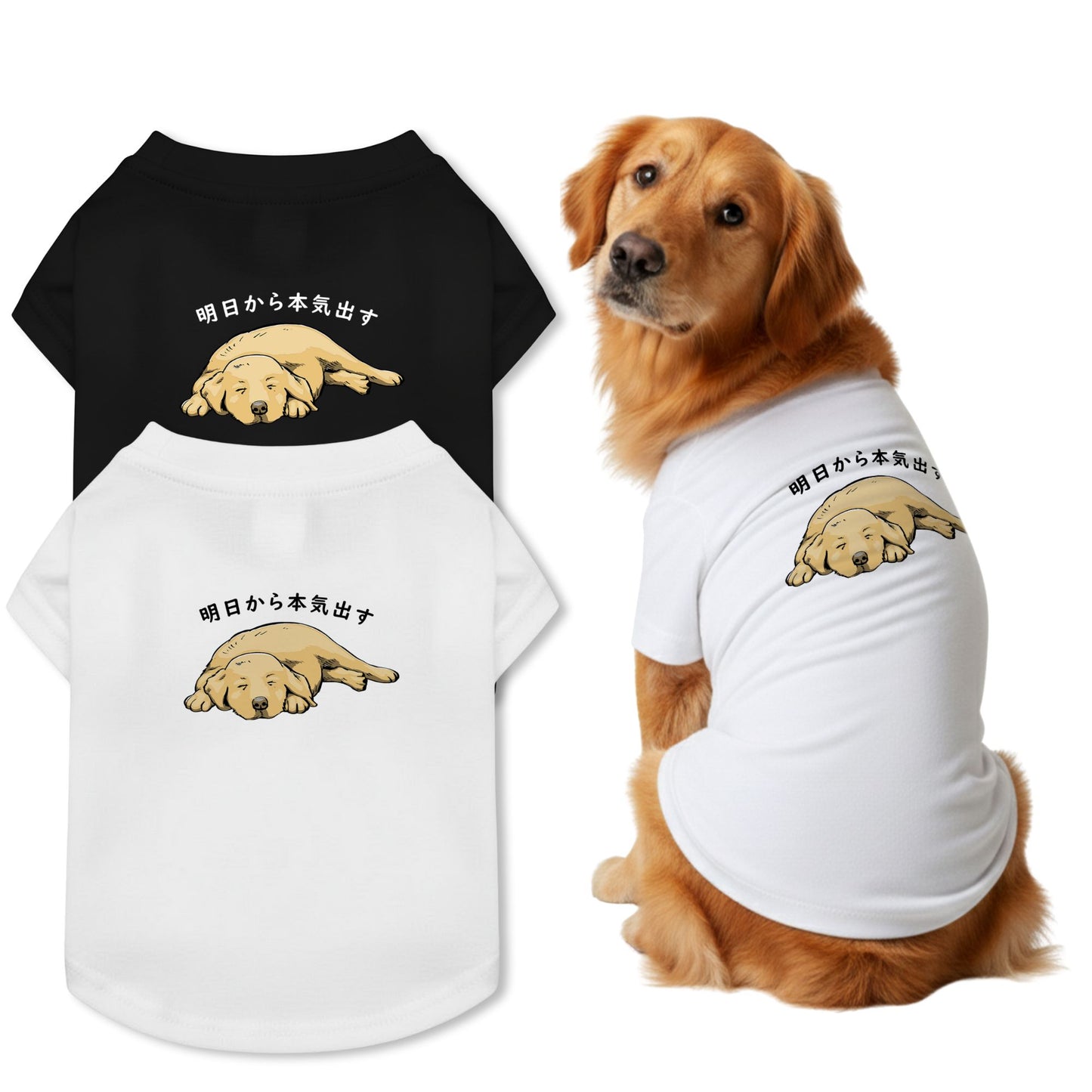 【猫/犬種選べる・名入れ可能】明日から本気だす 猫用Tシャツ 犬用Tシャツ 猫服 犬服|綿100%・小型~中型犬