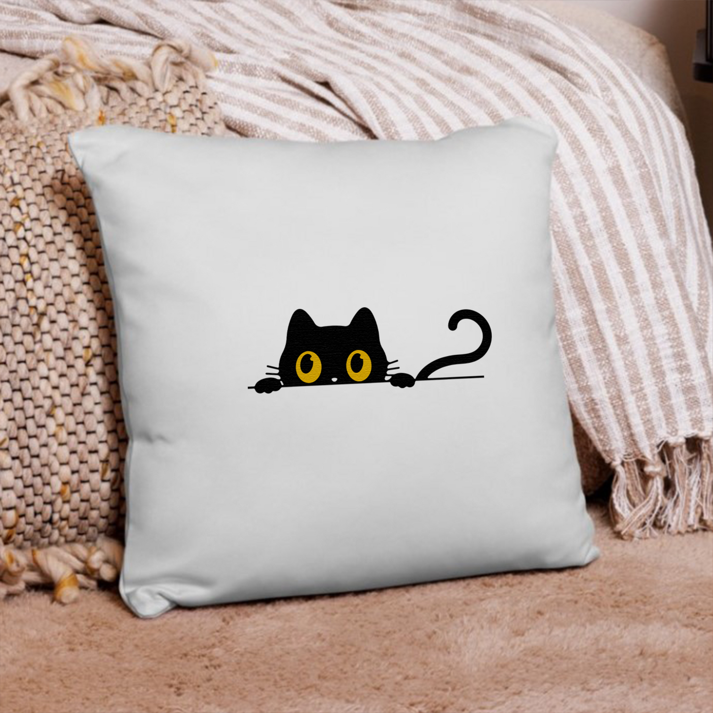 猫クッション カバー 45x45cm クッション カバー 可愛い黒い猫 ?