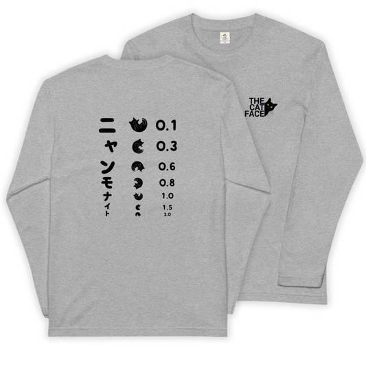 猫 ロン t 猫 長袖 t シャツ ねこ 猫イラスト The Cat Face2 & ニャンモナイト|フロント&バックプリント.