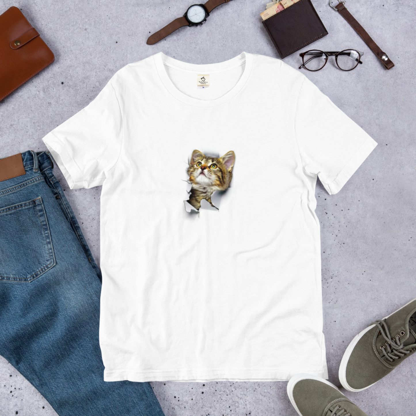 猫tシャツ ねこ 猫イラスト3D CAT 9 可愛い|アダルト&キッズサイズ.