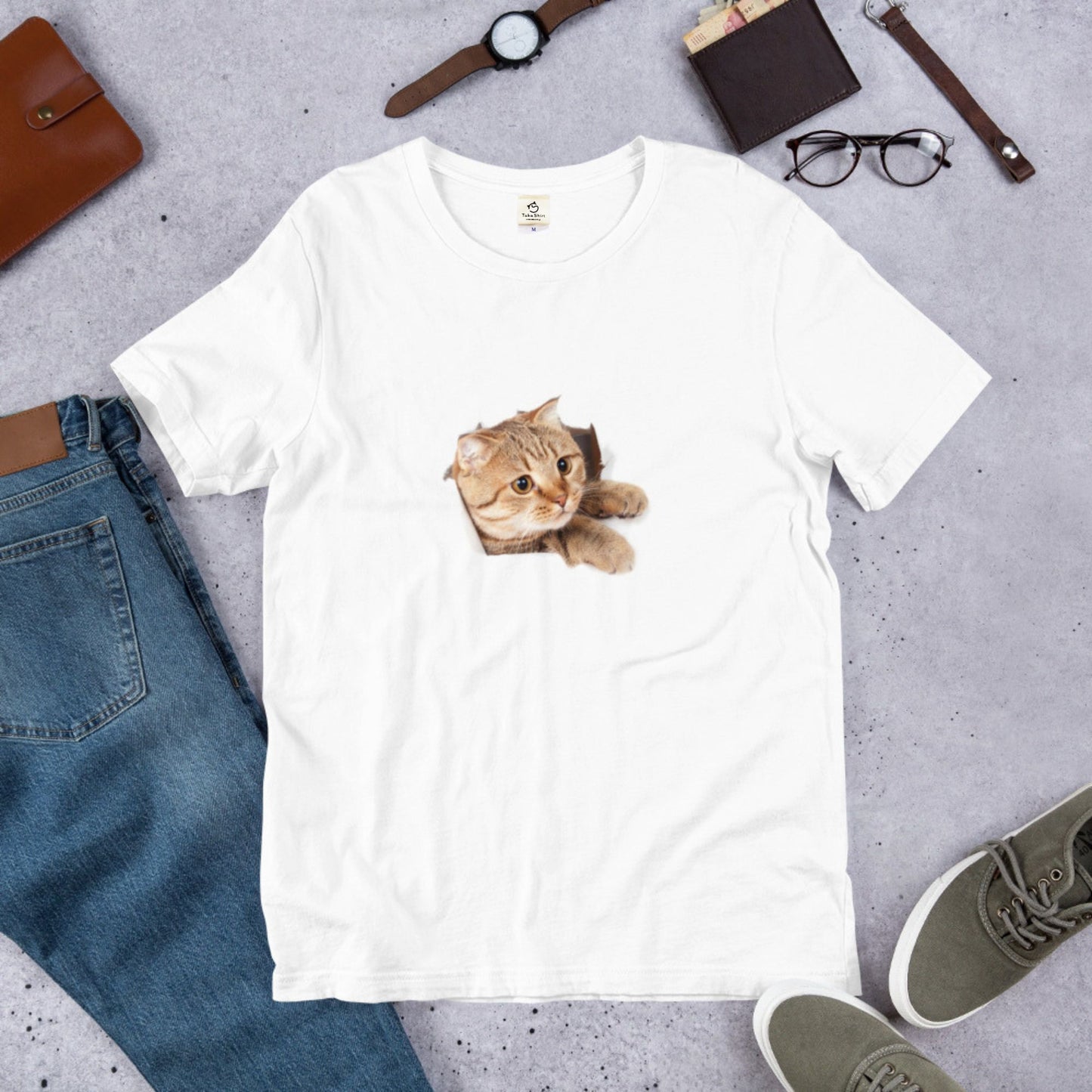 猫tシャツ ねこ 猫イラスト3D CAT 5 可愛い|アダルト&キッズサイズ.