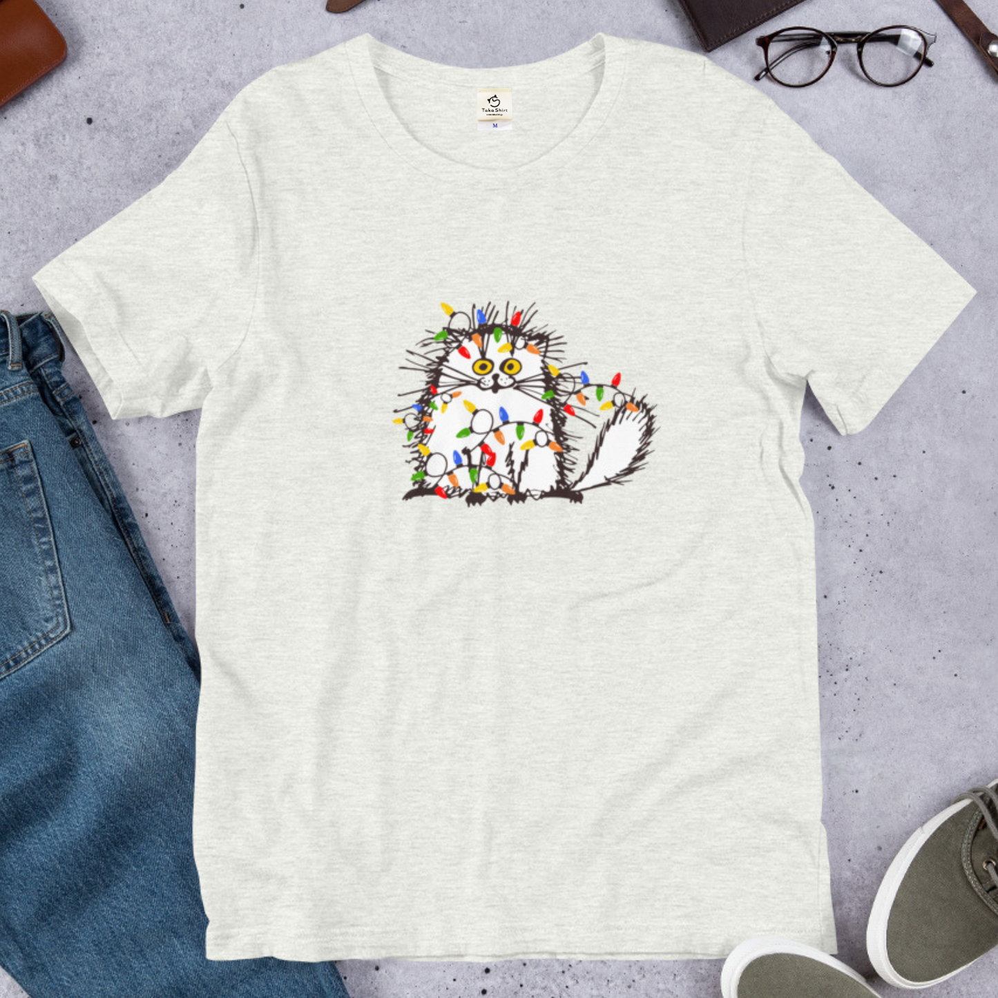 【クリスマス限定商品】猫tシャツ ねこ 猫イラスト 猫クリスマス.