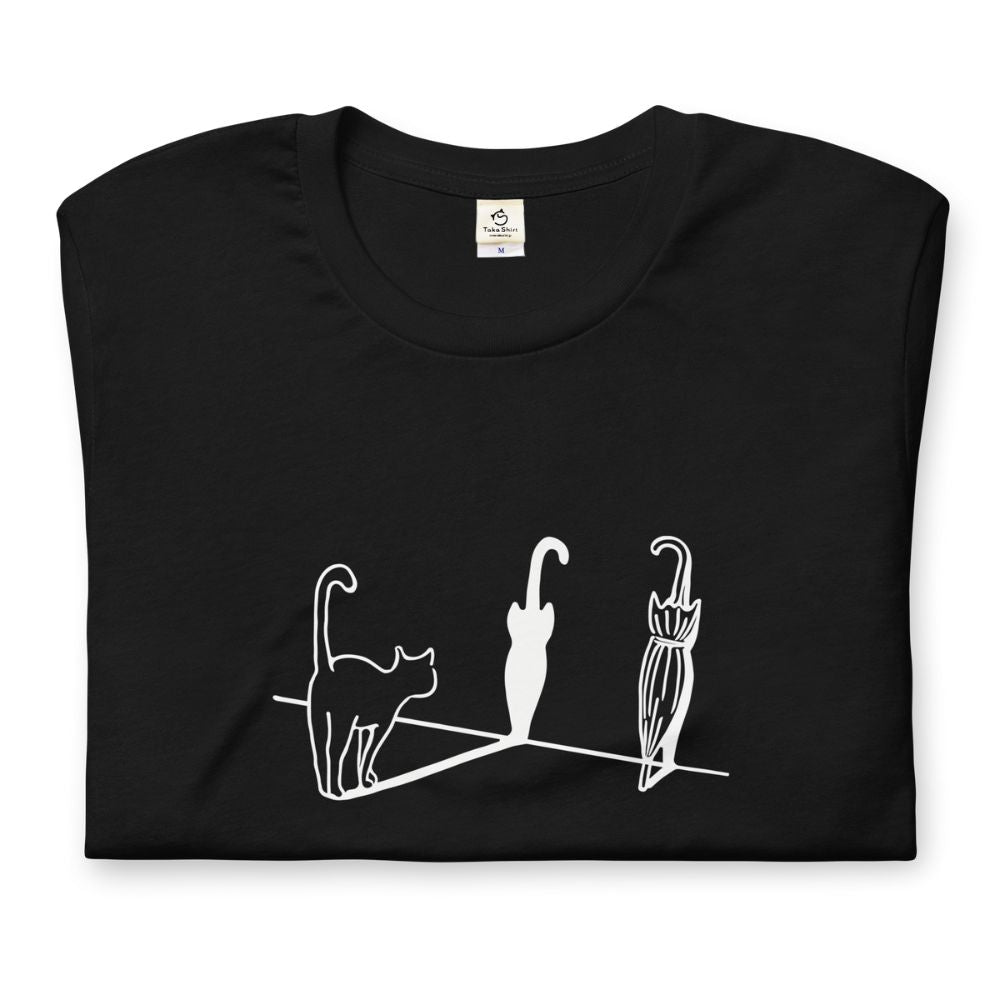 猫tシャツ ねこ 猫イラスト 猫&傘 |アダルト&キッズサイズ.