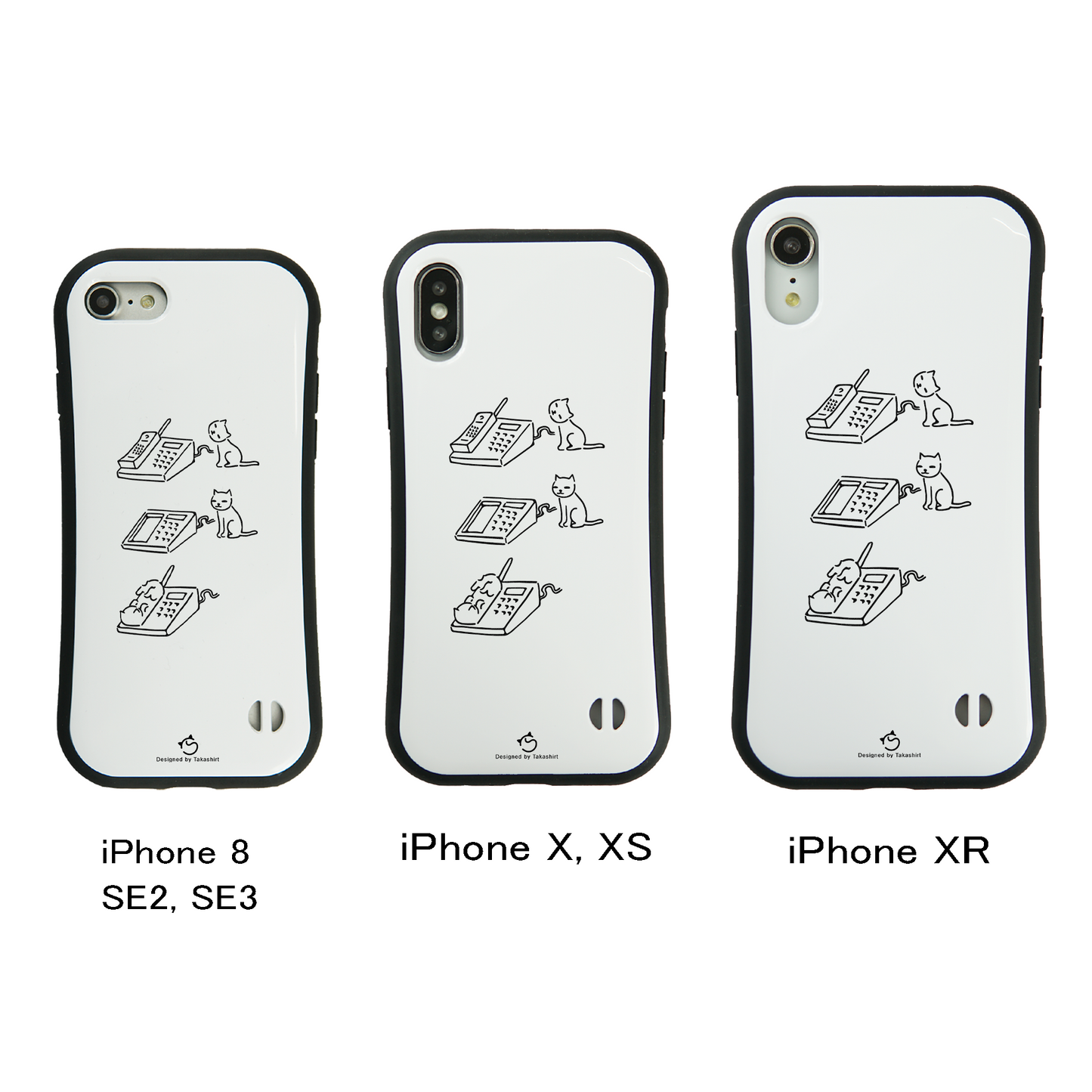 ケース ねこ 猫イラスト電話猫 スマホ ケース iPhone8, SE2, SE3 ~ ケース iPhone16シリーズ
