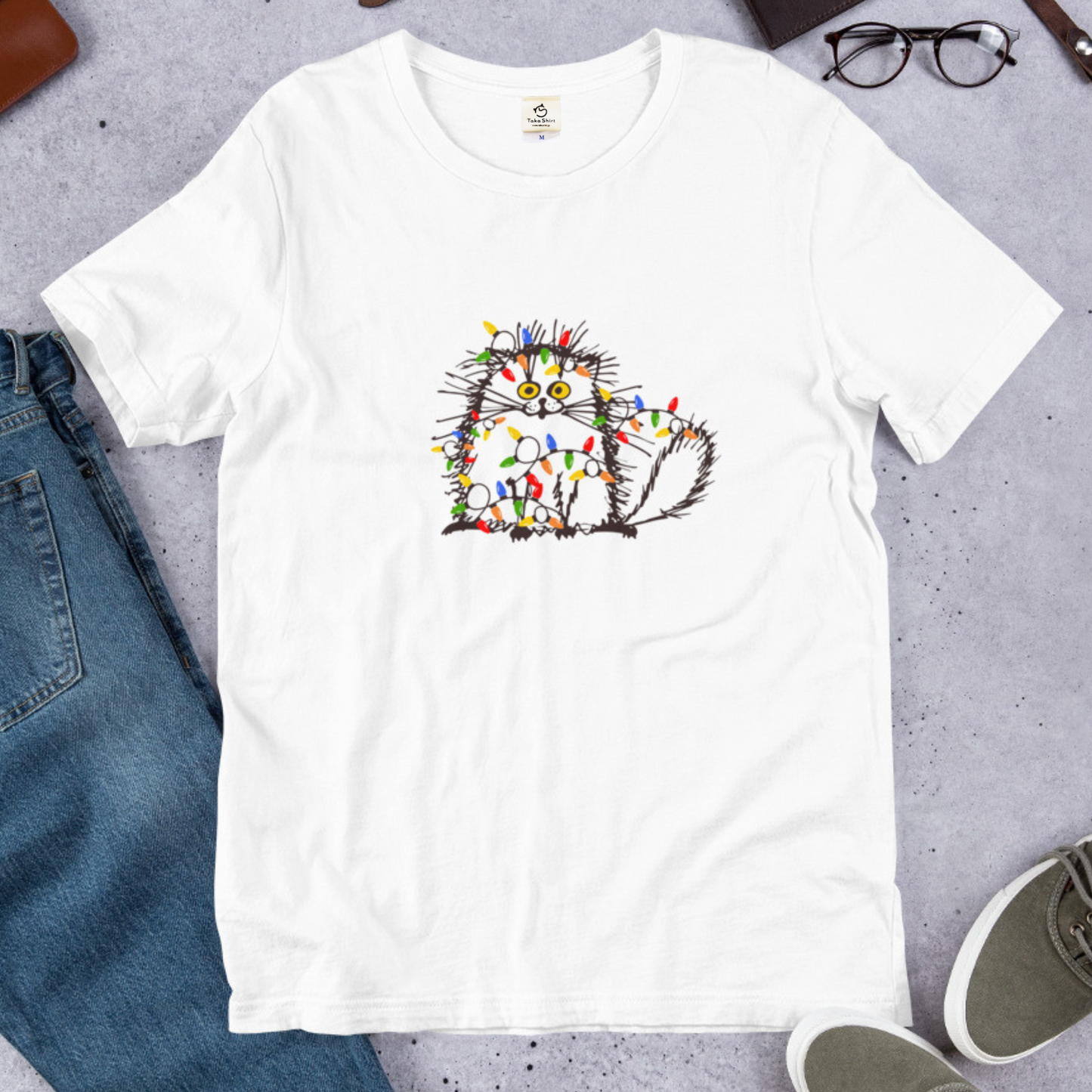 【クリスマス限定商品】猫tシャツ ねこ 猫イラスト 猫クリスマス.