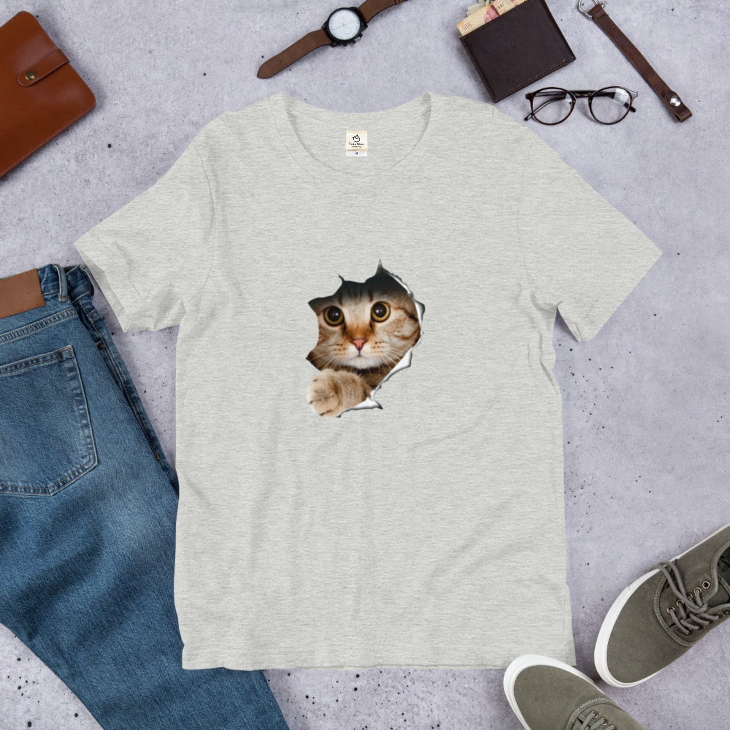 猫tシャツ ねこ 猫イラスト 3D CAT1 可愛い|アダルト&キッズサイズ