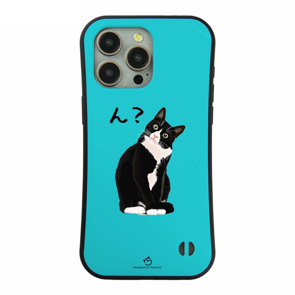 ケース ねこ 猫イラスト ハチワレ猫 ん? スマホ ケース iPhone8, SE2, SE3 ~ ケース iPhone16セリア.