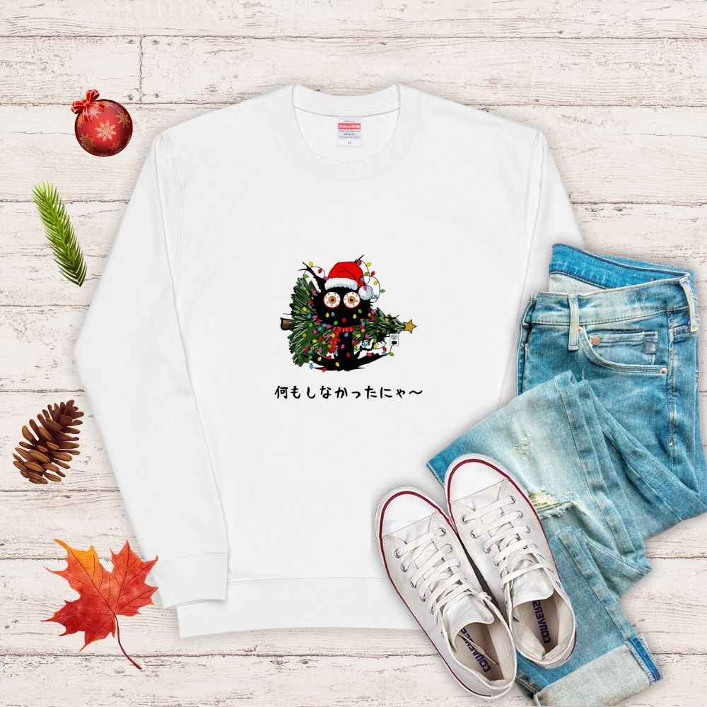 【クリスマス限定商品】猫 トレーナー ねこ かわいい 猫イラスト 猫クリスマス.