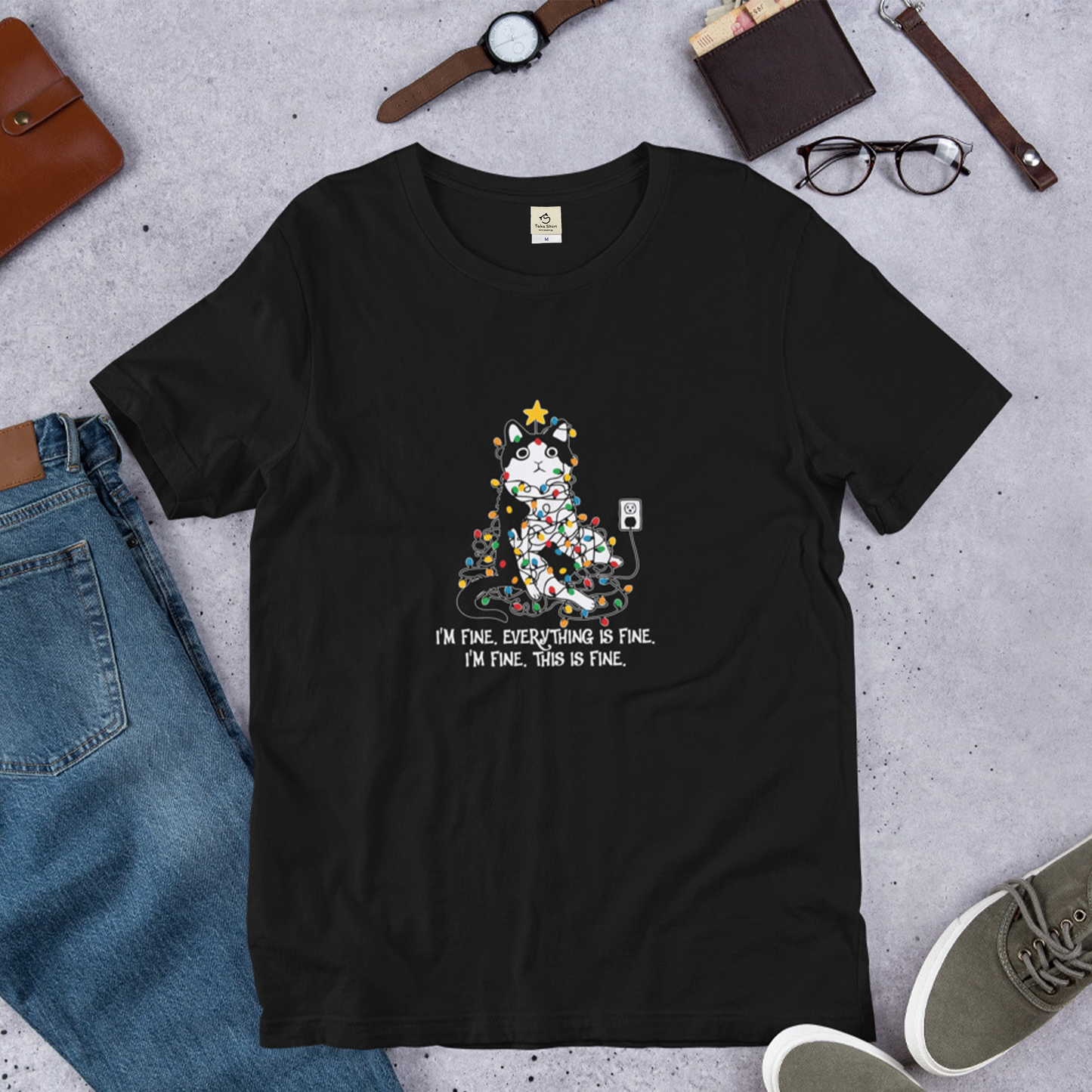 【クリスマス限定商品】猫tシャツ ねこ 猫イラスト 猫クリスマス.