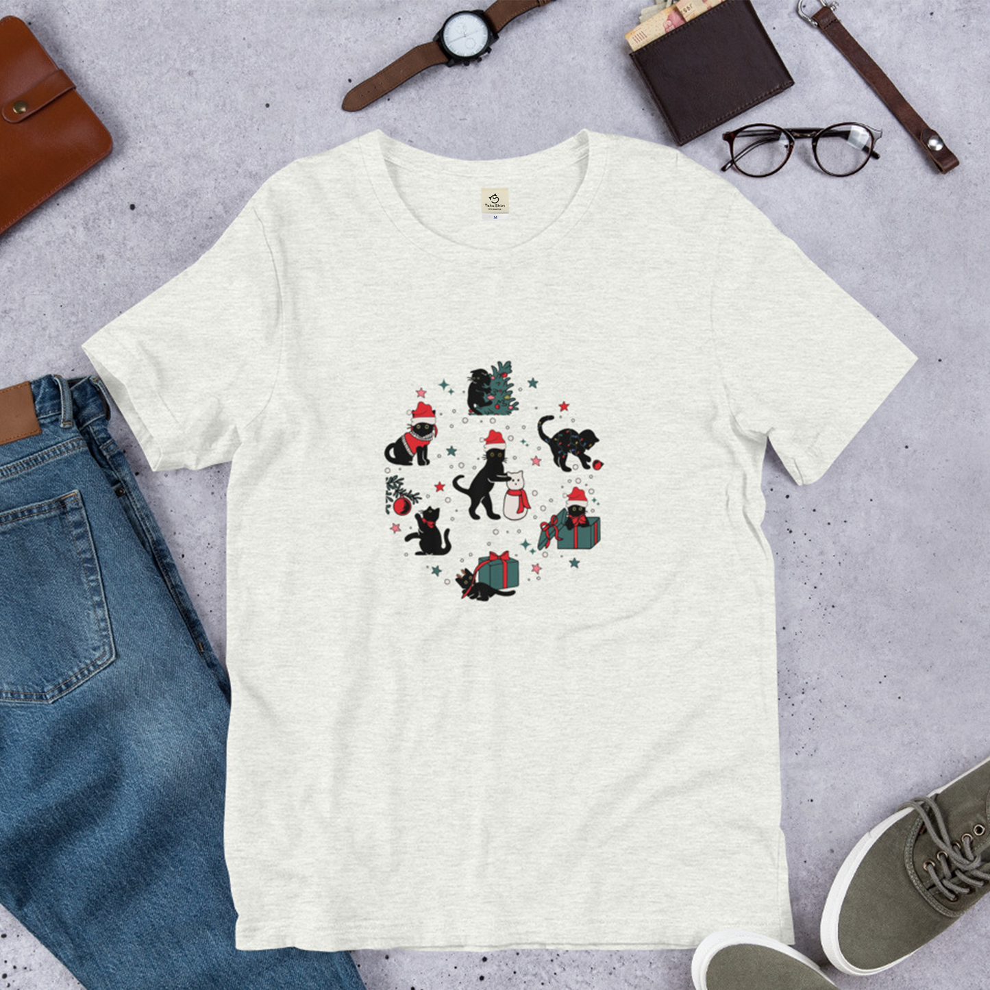 【クリスマス限定商品】猫tシャツ ねこ 猫イラスト 猫クリスマス.