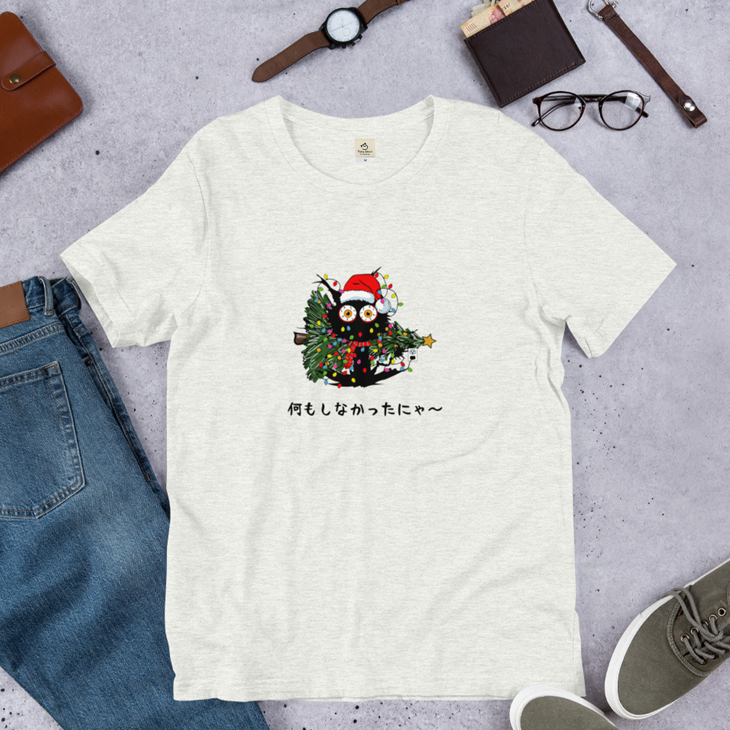 【クリスマス限定商品】猫tシャツ ねこ 猫イラスト 猫クリスマス.