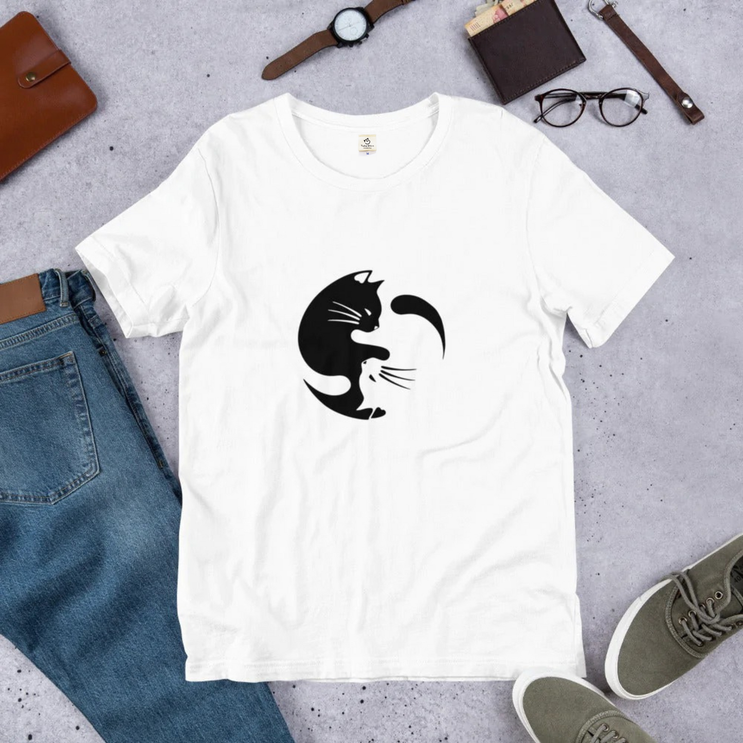 猫tシャツ ねこ 猫イラスト 陰陽サークル猫|アダルト&キッズサイズ.