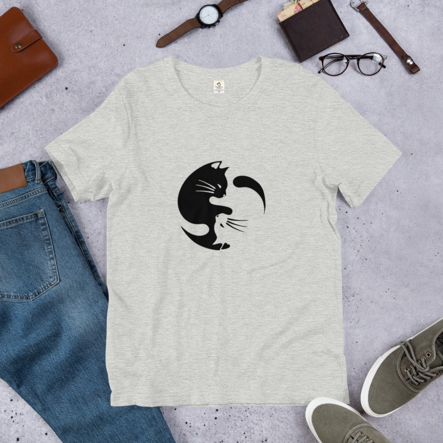 猫tシャツ ねこ 猫イラスト 陰陽サークル猫|アダルト&キッズサイズ.