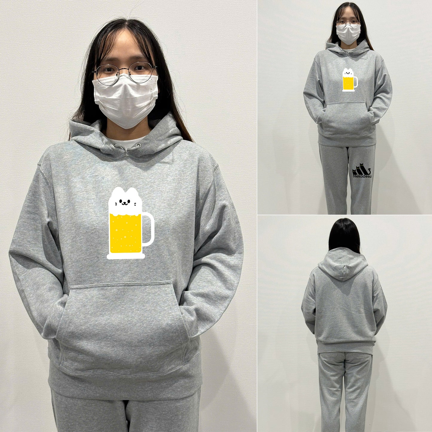 猫 パーカー ねこ かわいい 猫イラスト にゃんこビール.