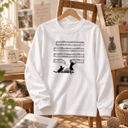 猫 長袖Tシャツ|猫音符 イラスト|ねこ ロンT メンズ レディース S-2XL