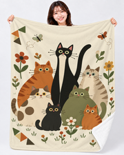 Whimsical Garden Cats 花畑のかわいい猫たち | Blanket