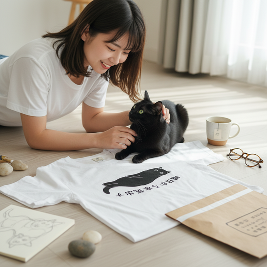猫Tシャツ「明日から本気出す」|おもしろ&かわいい猫イラスト|アダルト/キッズ対応|SNSで話題!思わず笑顔に♪