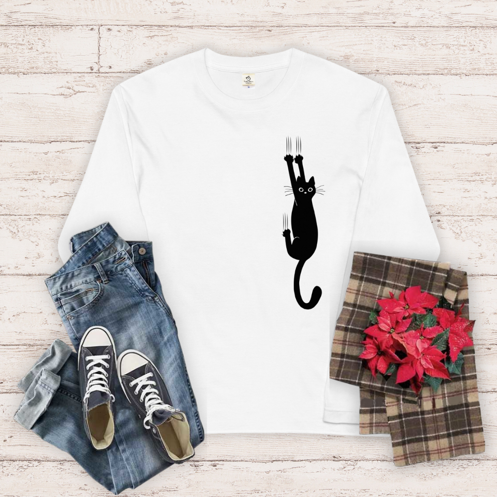 猫 ロン t 猫 長袖 t シャツ ねこ 猫イラスト 引っ掻く猫.