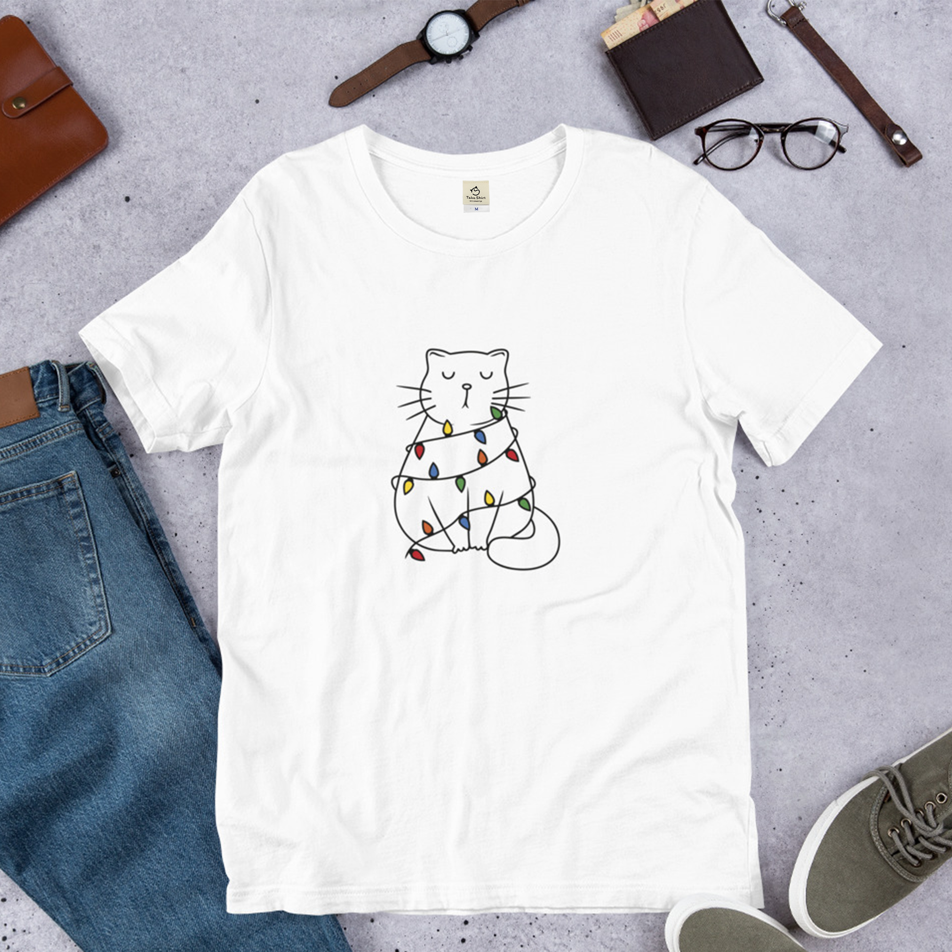 【クリスマス限定商品】猫tシャツ ねこ 猫イラスト 猫クリスマス.