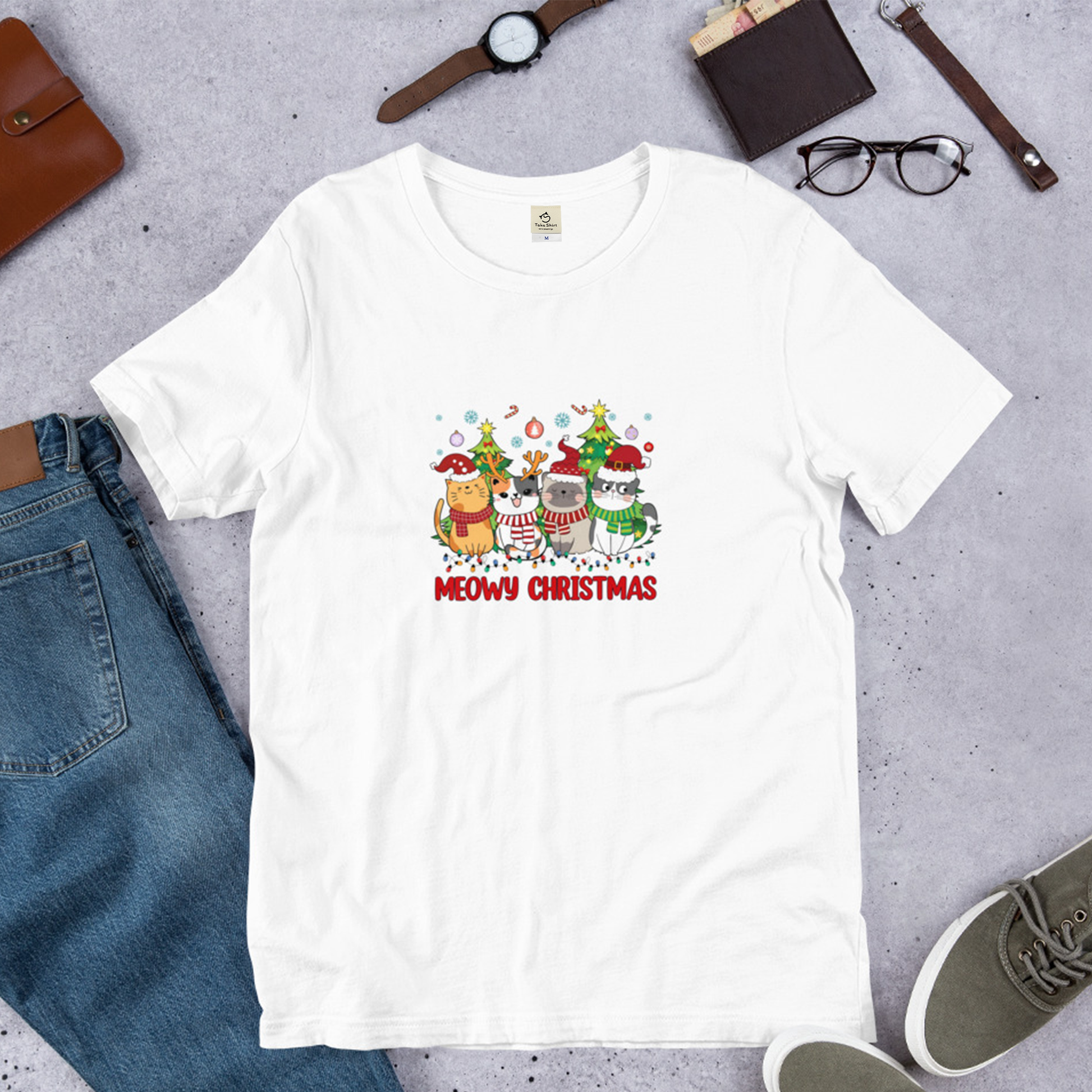 【クリスマス限定商品】猫tシャツ ねこ 猫イラスト 猫クリスマス.