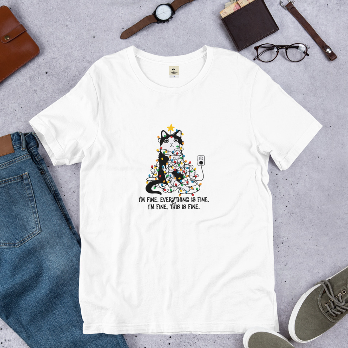 【クリスマス限定商品】猫tシャツ ねこ 猫イラスト 猫クリスマス.