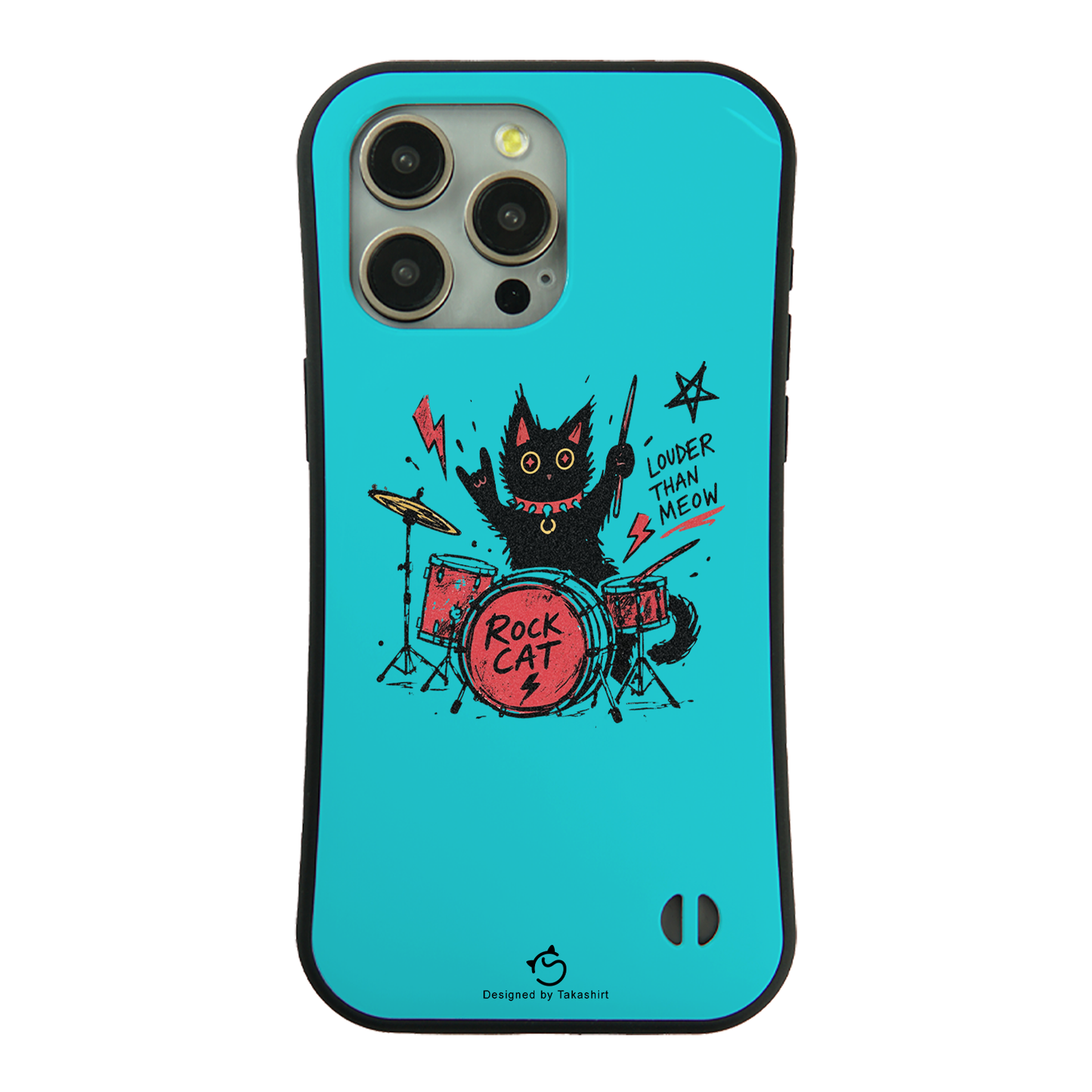 ケース ねこ 猫イラストロック猫 ドラム スマホ ケース iPhone8, SE2, SE3 ~ ケースiPhone17シリーズ