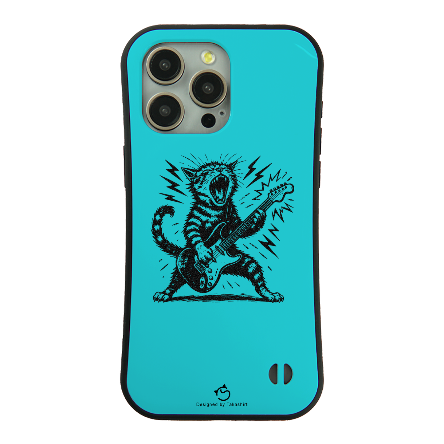 ケース ねこ 猫イラストロック猫ギター スマホ ケース iPhone8, SE2, SE3 ~ ケースiPhone17シリーズ