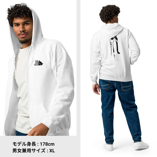 猫 フルジップパーカー ねこ かわいい 猫イラスト The Cat Face & ハチワレ猫 ながいー |フロント&バックプリント.