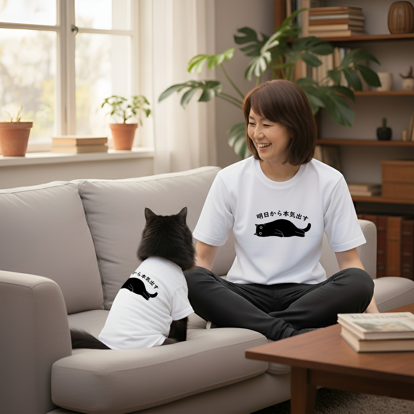 【猫/犬種選べる・名入れ可能】明日から本気だす 猫用Tシャツ 犬用Tシャツ 猫服 犬服|綿100%・小型~中型犬