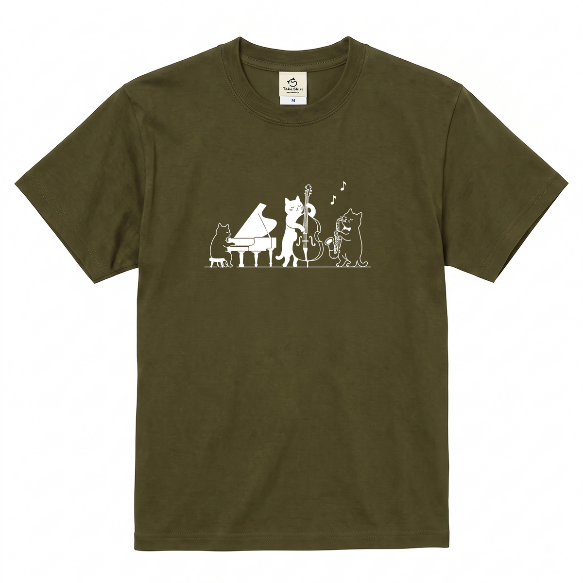 猫ジャズバンド 猫Tシャツ |音楽好きに人気