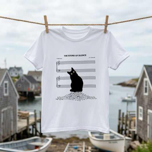 The Sound of Silence 黒猫 Tシャツ | 猫好き・音楽好き・おもしろ・シュールに人気