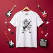 ロックキャット | かっこいい猫 ショルダーキーボード キーター 演奏 イラスト Tシャツ【猫好き・音楽好き・誕生日ギフトに最適】