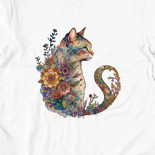 猫tシャツ ねこ 猫イラスト おもしろ tシャツ かわいい 花猫 Flower Cat|アダルト&キッズサイズ.