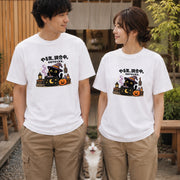 Witch Black Cat Brewing Magic ハロウィン 魔女黒猫 魔法の鍋 Tシャツ|フロントプリント