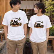 Kissaten Morning Cat Mada Kidoumae 純喫茶黒猫「まだ起動前。」 Tシャツ|フロントプリント