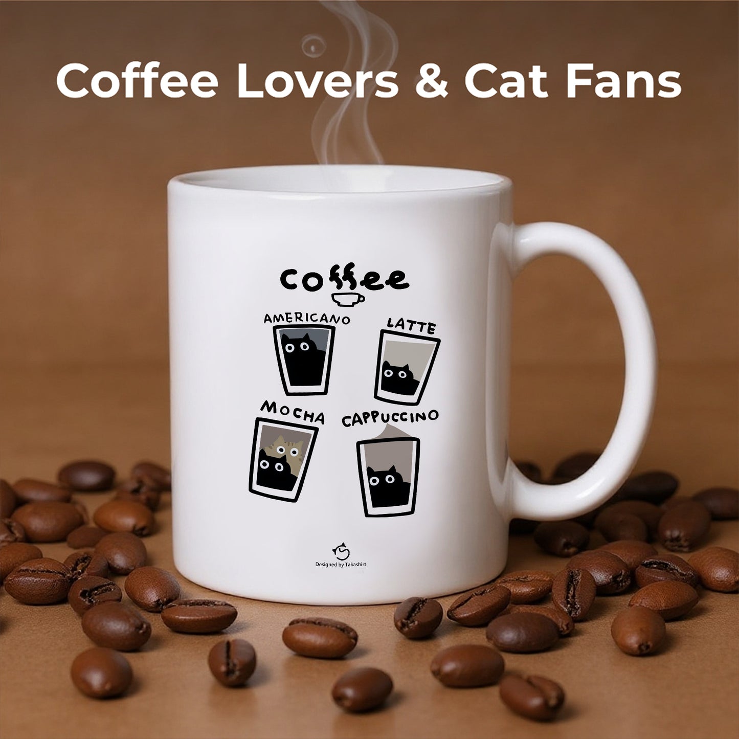 マグカップ 猫イラスト 猫コーヒー |猫好きにおすすめの面白い猫グッズ プレゼントにも最適