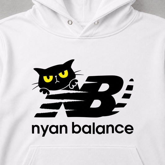 nyan balance 黒猫 パロディ ニューバランス風 おもしろ 猫 パーカー |フロントプリント