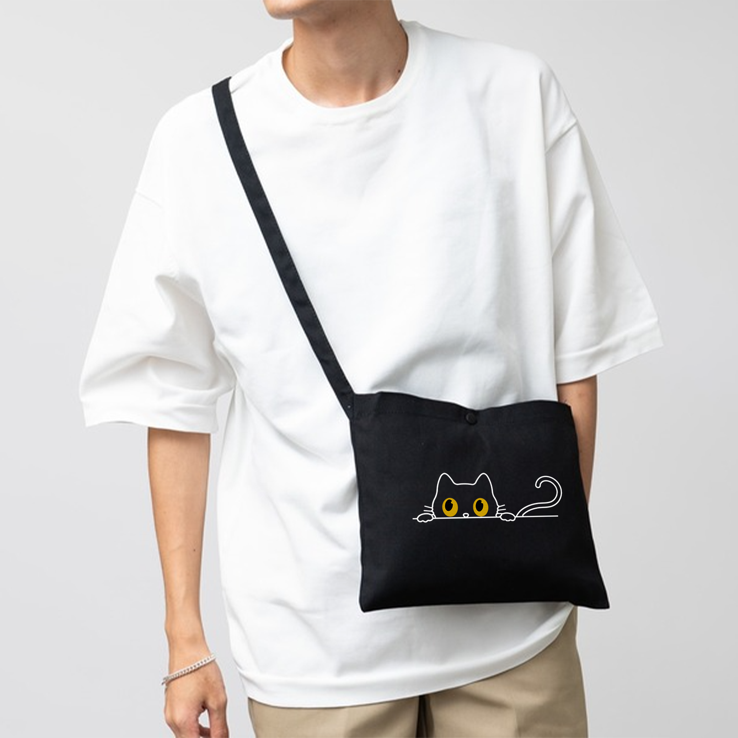 猫イラスト レギュラー キャンバス サコッシュ 可愛い猫 ?