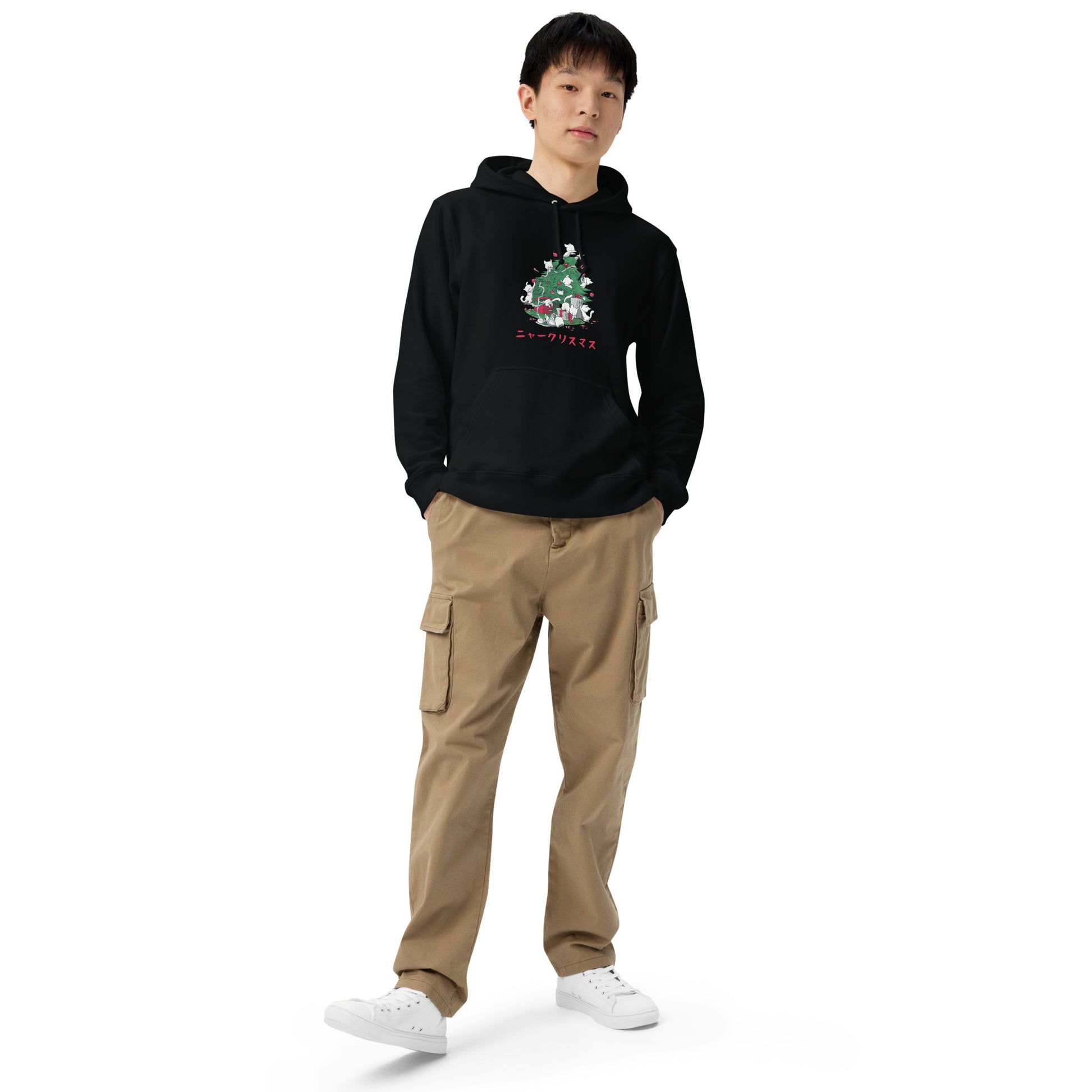 【クリスマス限定商品】猫 パーカー ねこ かわいい 猫イラスト 猫クリスマス.