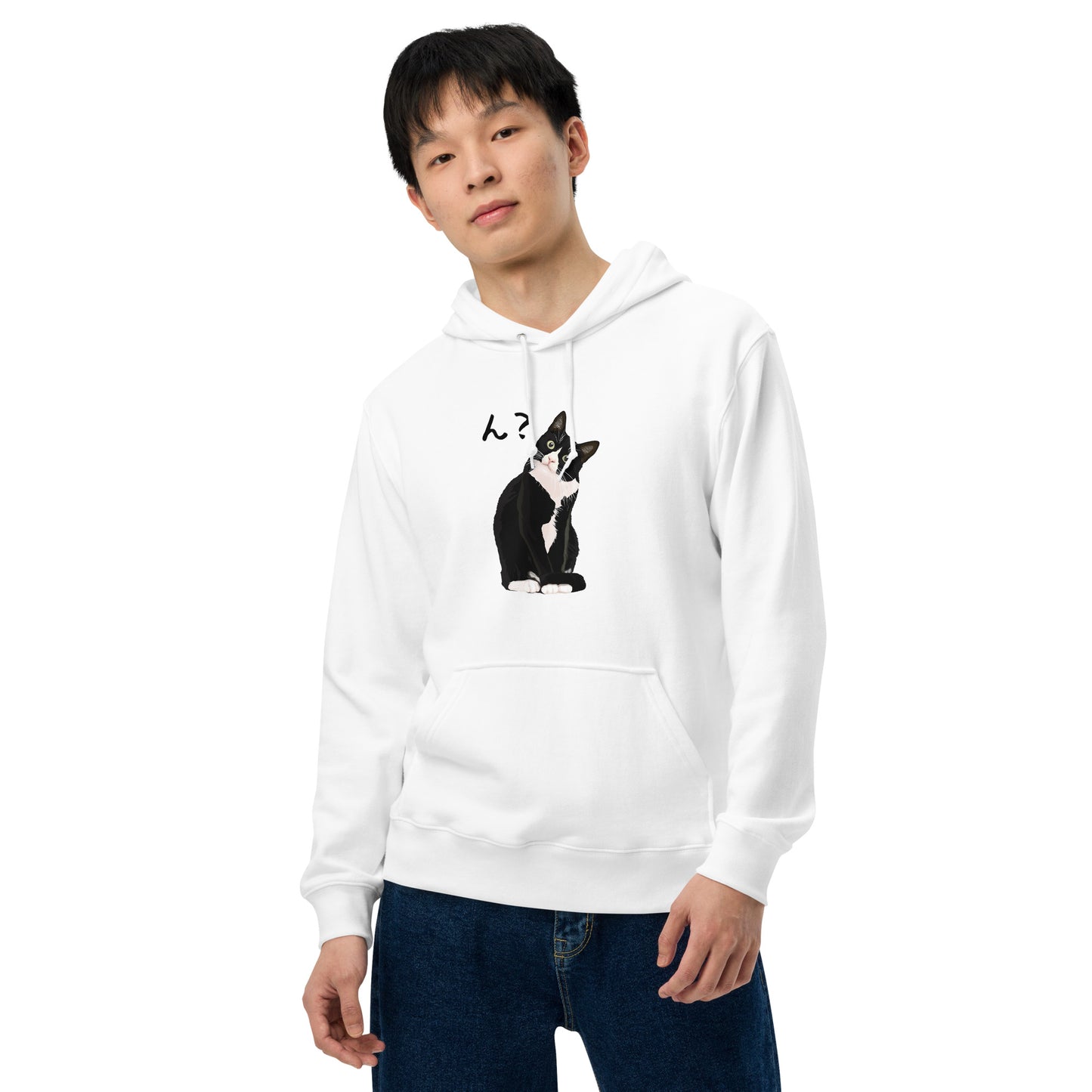 猫 パーカー ねこ かわいい ハチワレ猫 ん?.