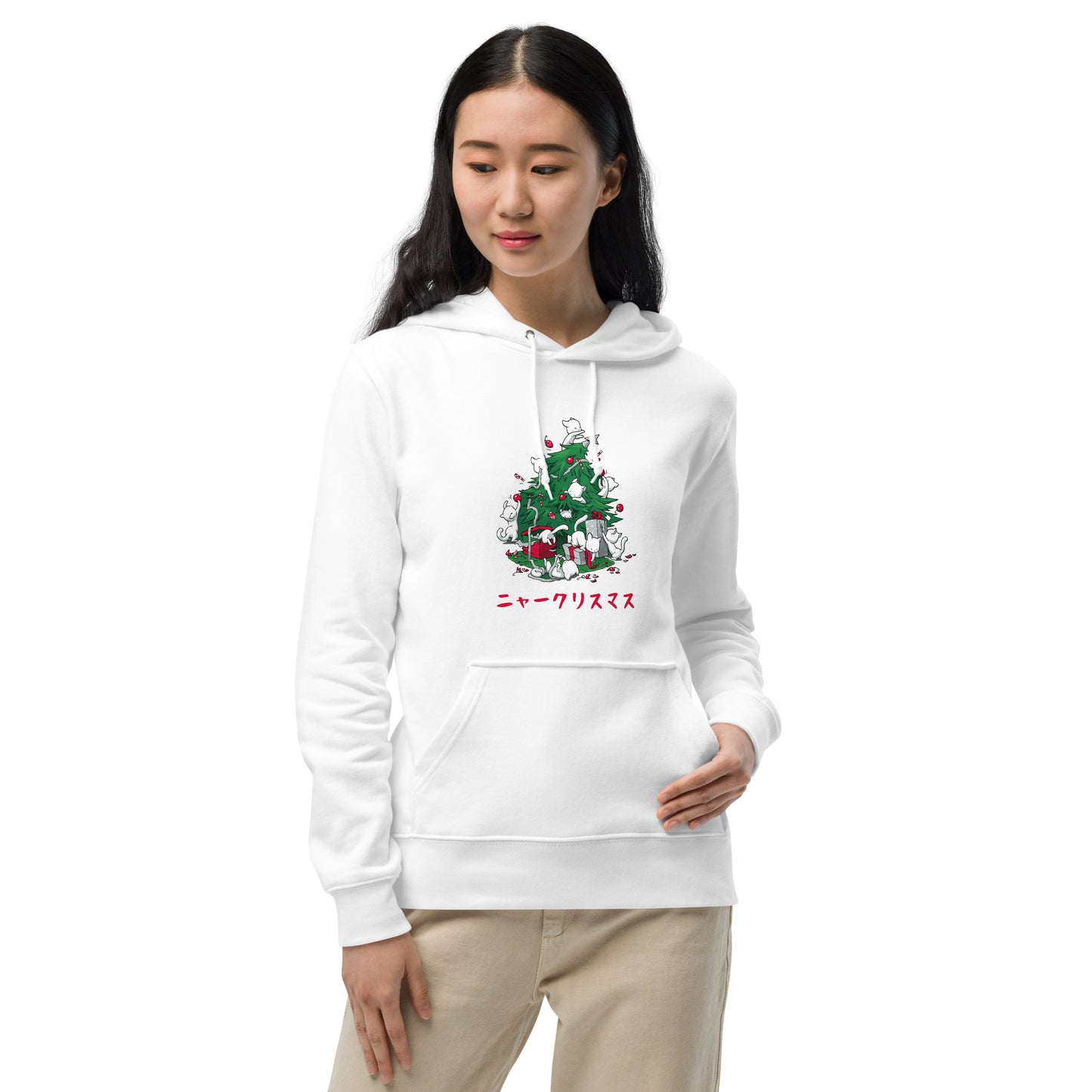 【クリスマス限定商品】猫 パーカー ねこ かわいい 猫イラスト 猫クリスマス.