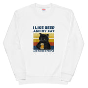 「I LIKE BEER AND MY CAT 」誕生日プレゼントにも最適!居酒屋・飲み会で話題の面白トレーナー|日本酒・ビール・焼酎・ウイスキー好きにおすすめ
