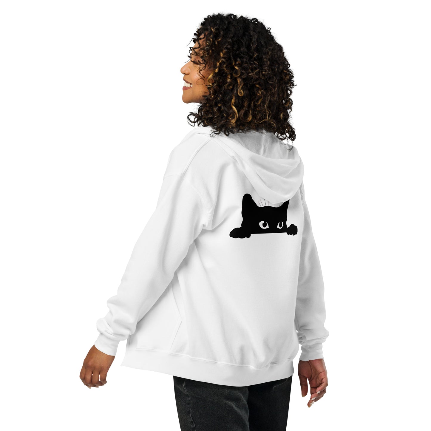 猫 フルジップ パーカ ねこ かわいい 猫イラスト The Cat Face & 可愛い黒い猫|フロント&バックプリント.