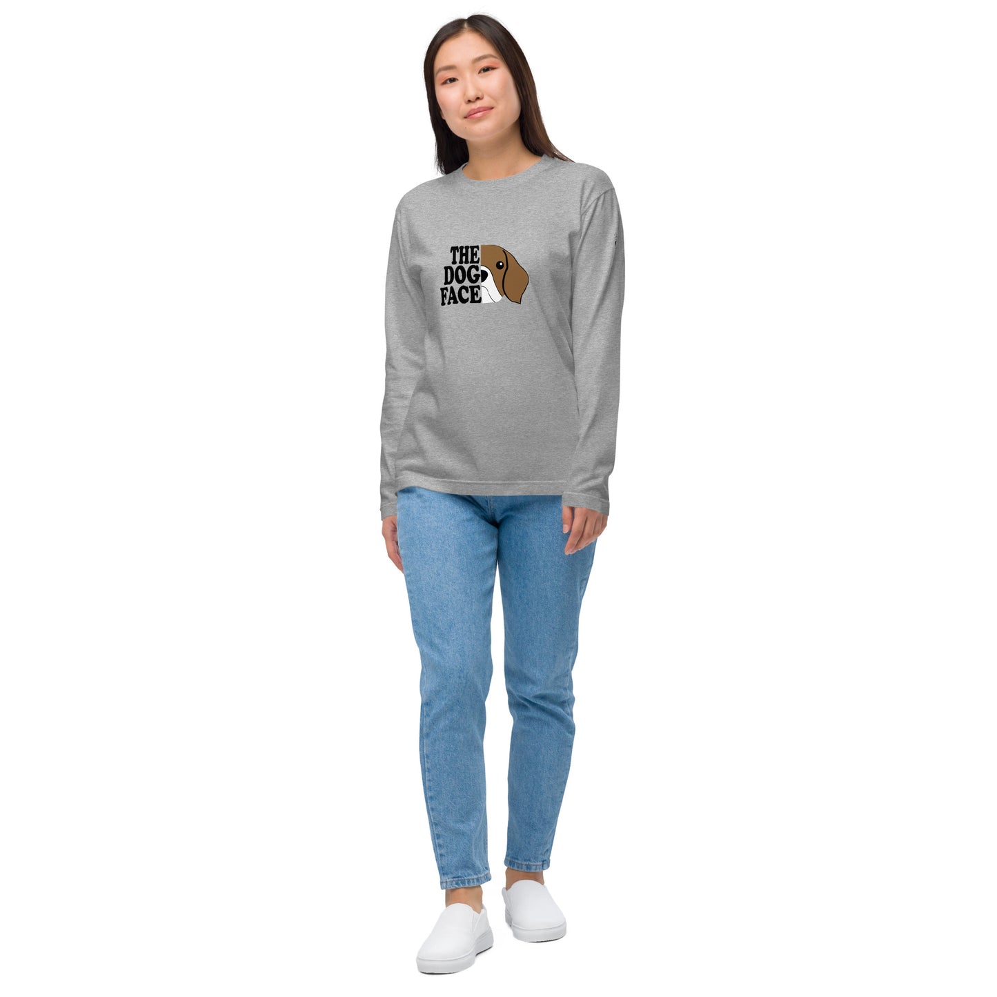 犬 ロン t 長袖tシャツ いぬ 犬イラスト THE DOG FACE.