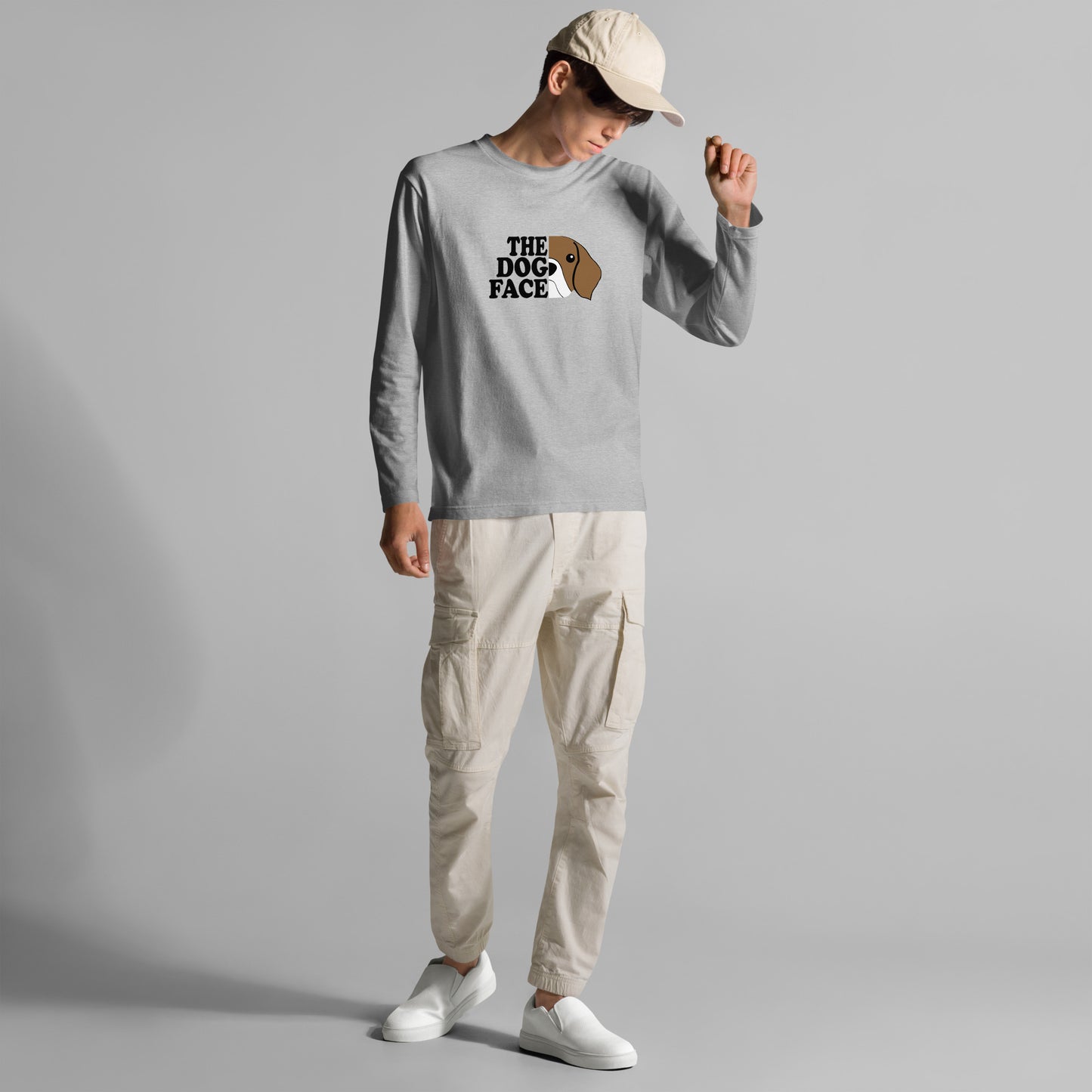 犬 ロン t 長袖tシャツ いぬ 犬イラスト THE DOG FACE.