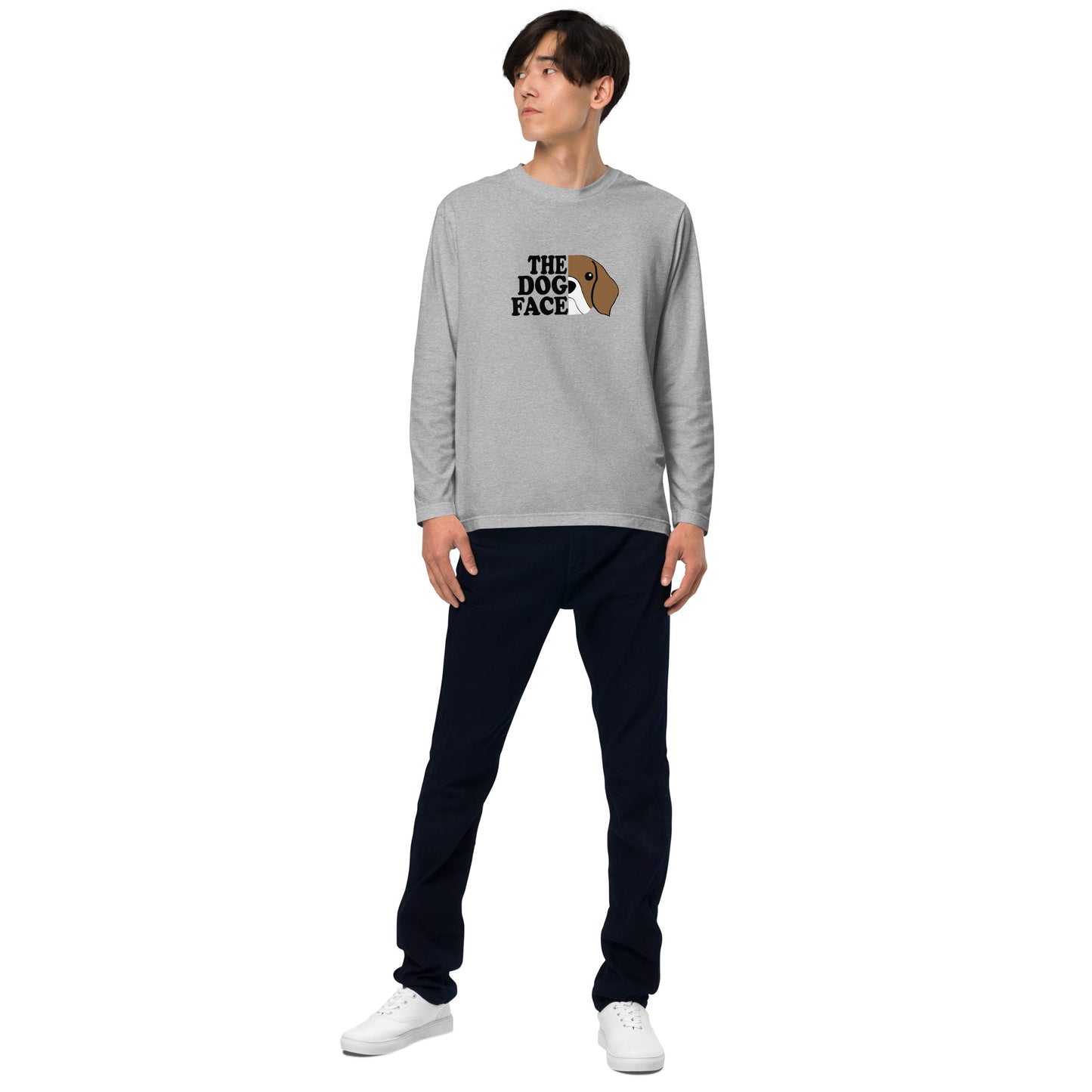 犬 ロン t 長袖tシャツ いぬ 犬イラスト THE DOG FACE.