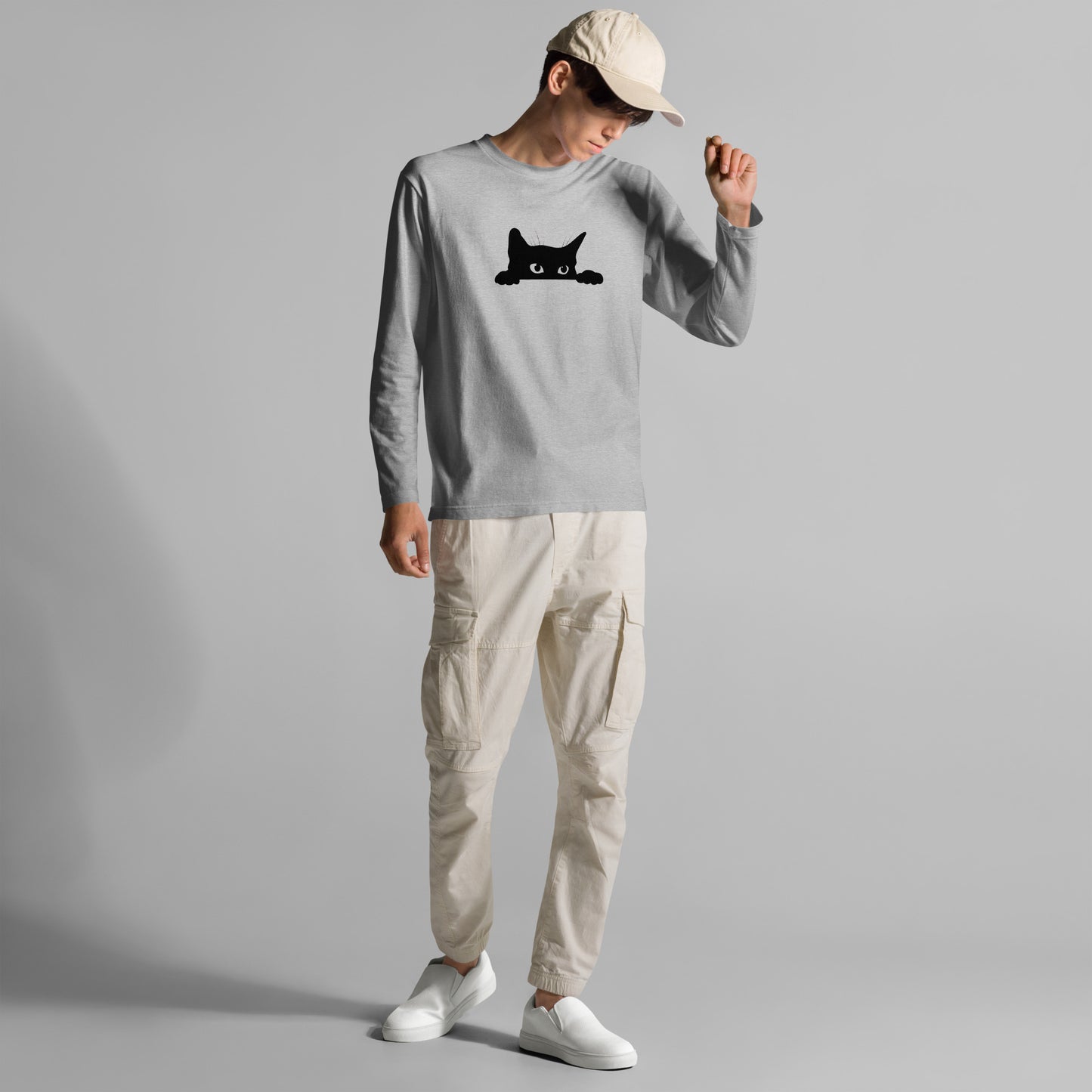 猫 ロン t 猫 長袖 t シャツ ねこ 可愛い猫イラスト.