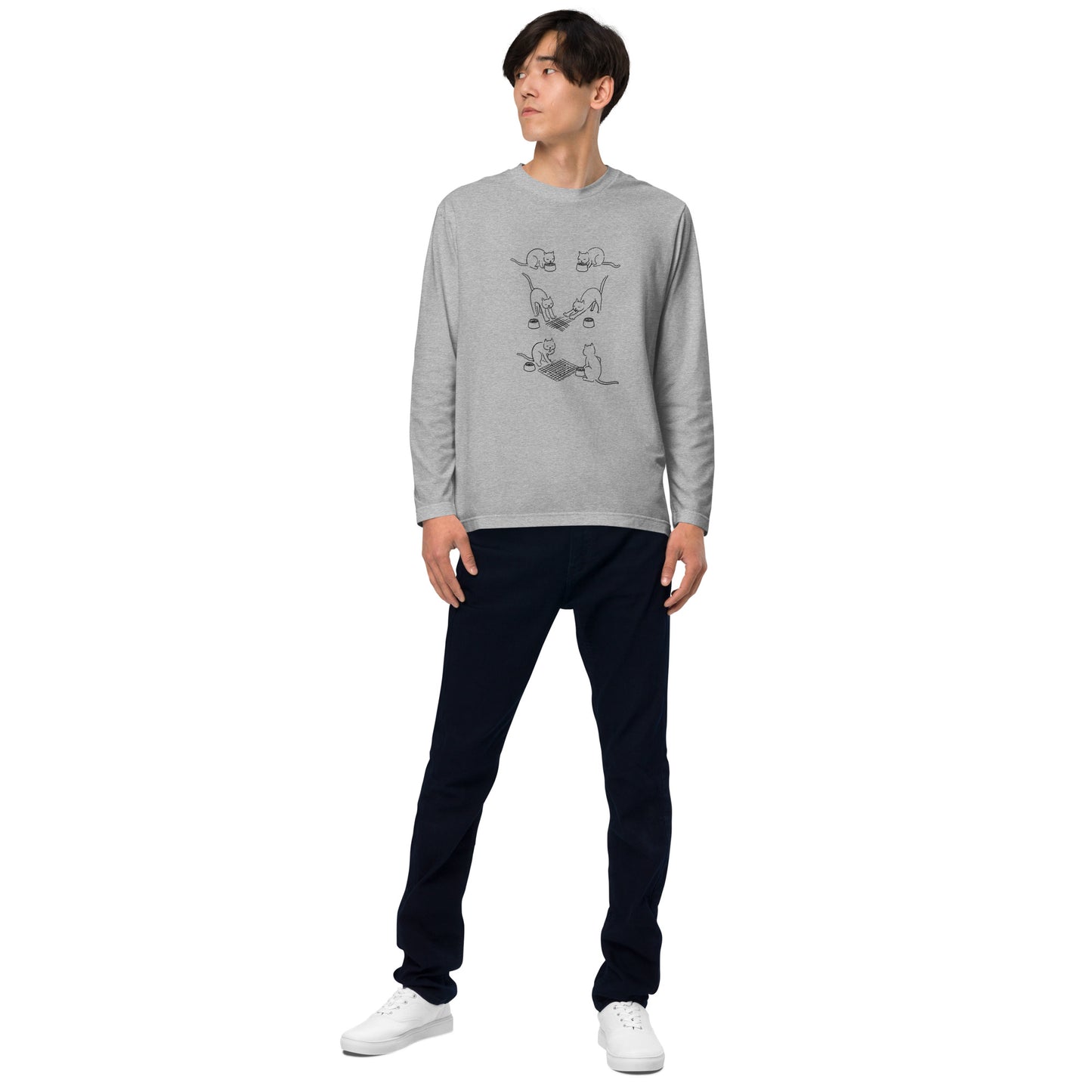 猫 ロン t 猫 長袖 t シャツ ねこ 猫イラスト エサで猫囲碁.