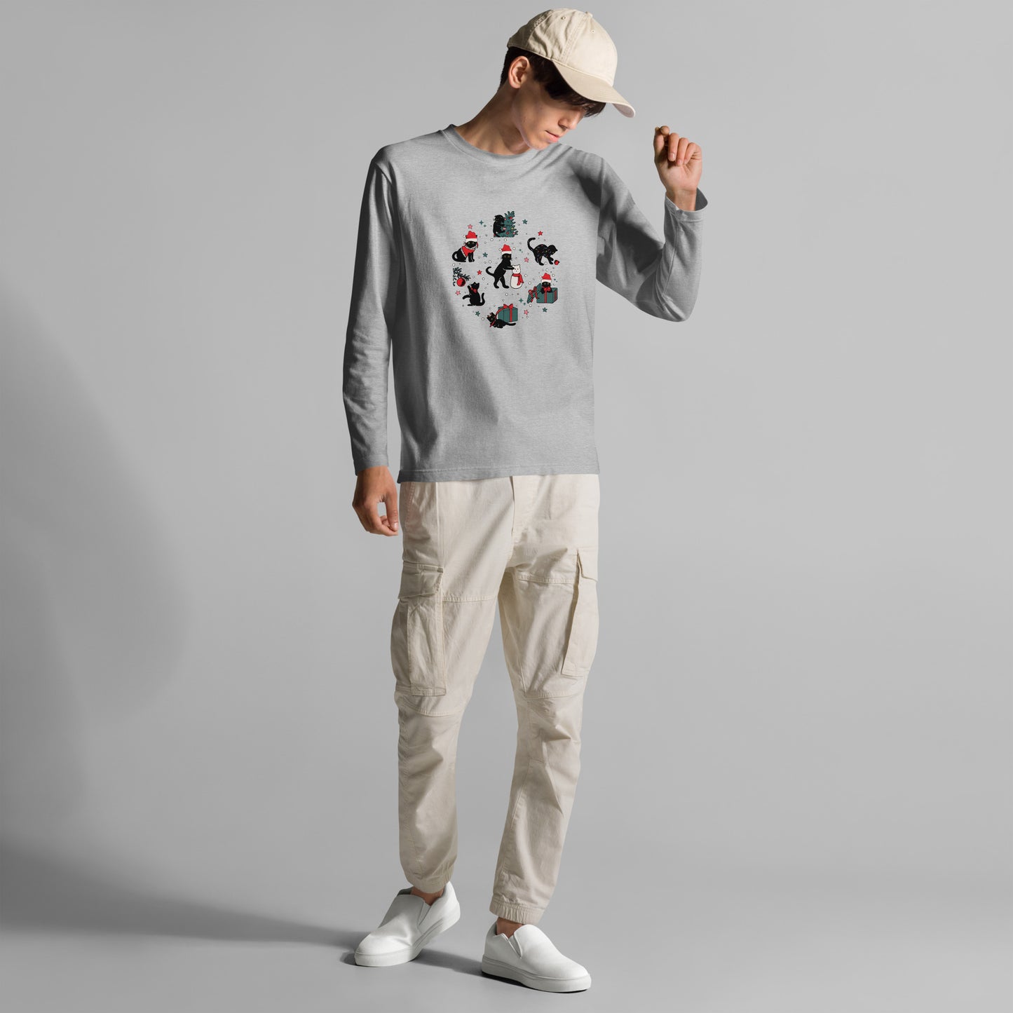 【クリスマス限定商品】猫 ロン t 猫 長袖 t シャツ ねこ 猫イラスト 猫クリスマス.